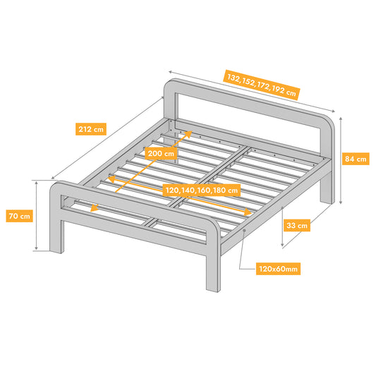 Cama metálica Ryka Round abierta (perfil 120 x 60 mm)