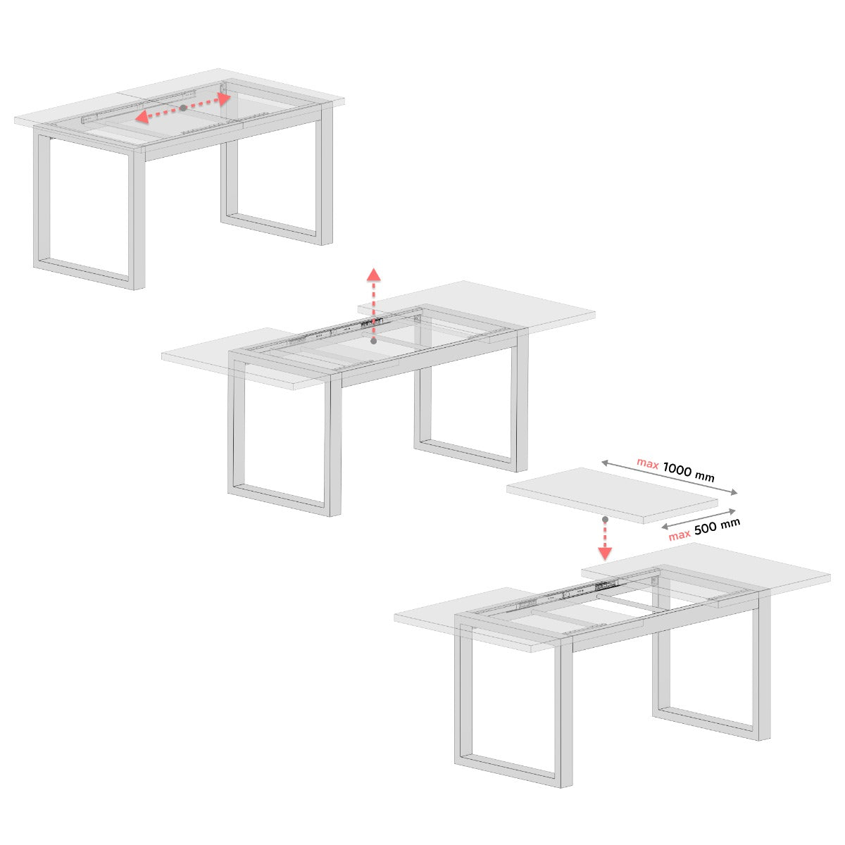 Patas para mesa extensibles Eta Split
