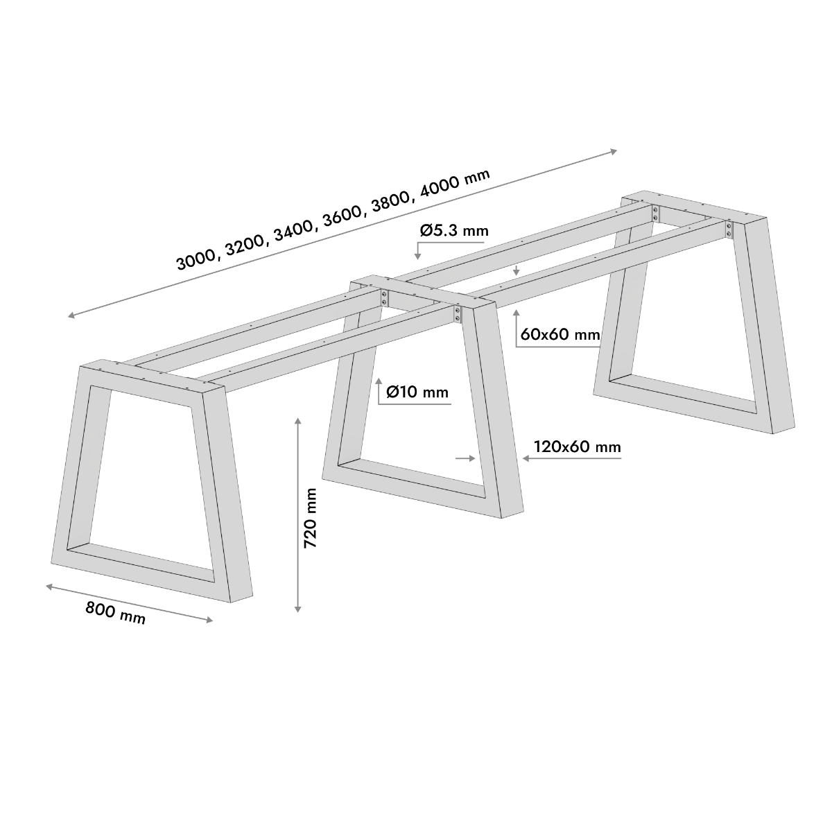 Patas para mesa Nemesis Extreme Long