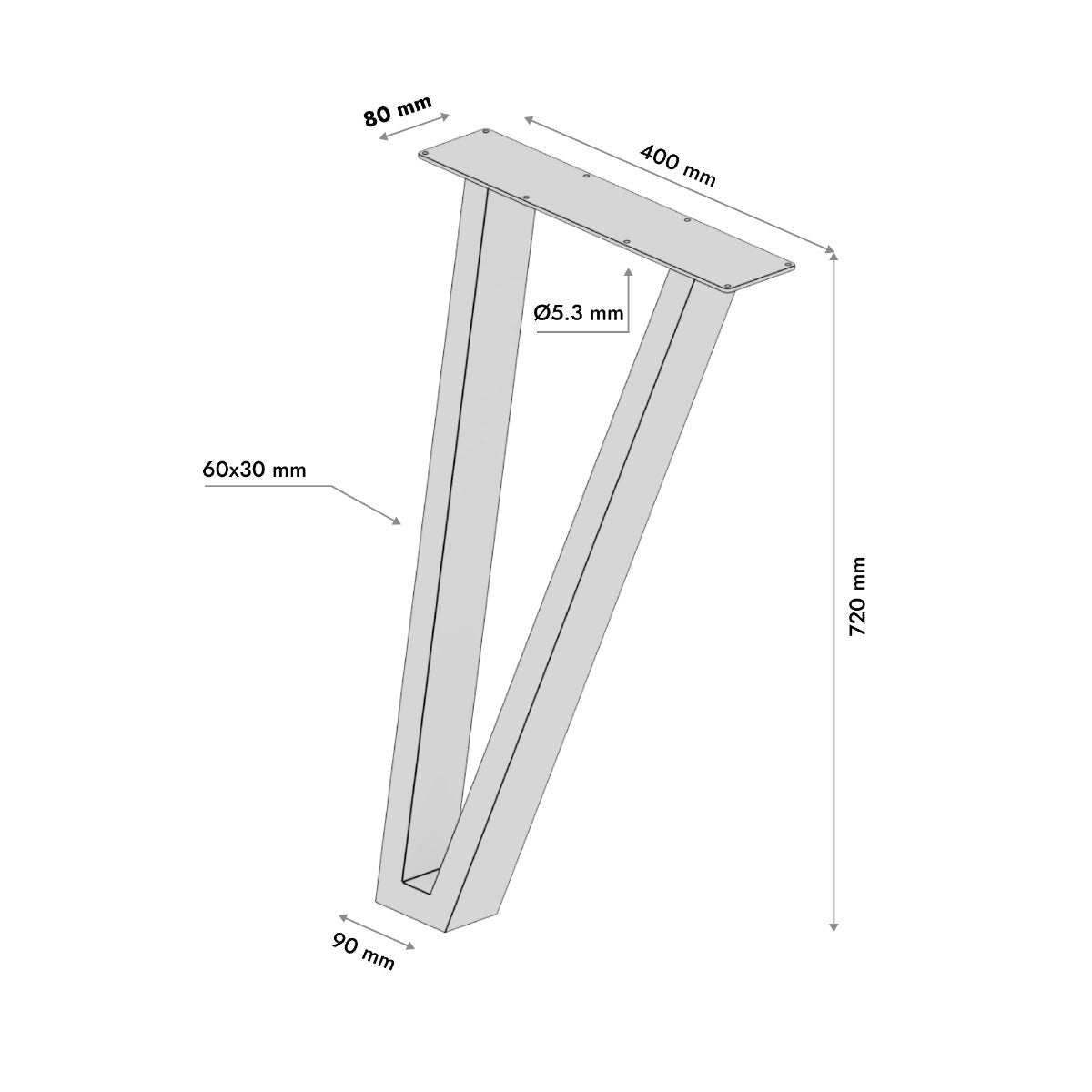 Set 4 patas para mesa de horquilla Kentucky