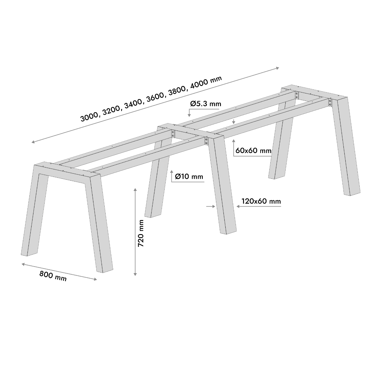 Patas para mesa Thusia Extreme Long
